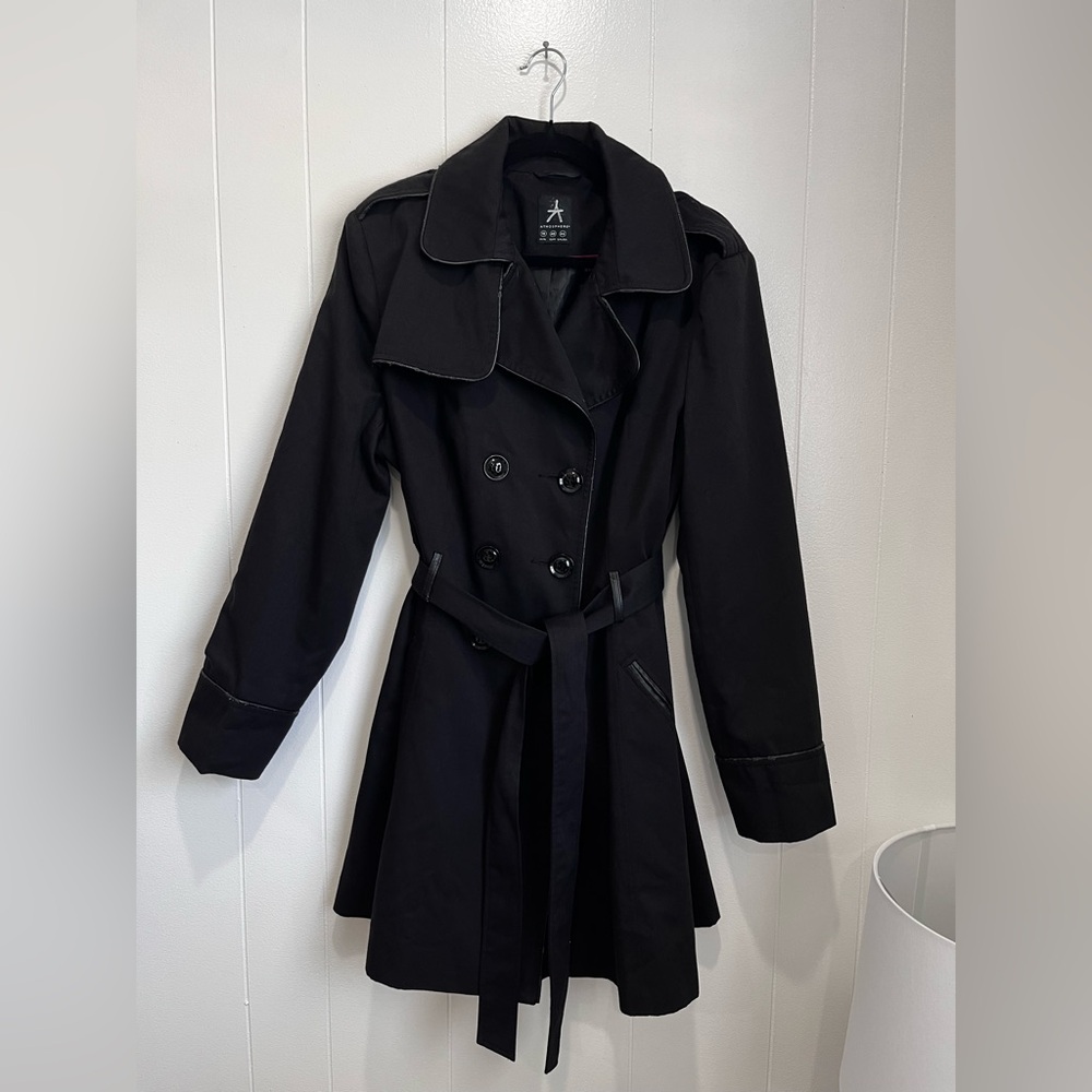 Atmosphere Black Trench Coat Size Medium Perfect Condition